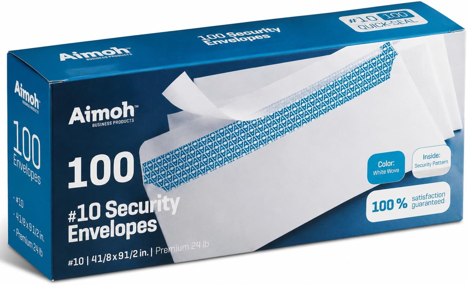 Aimoh #10 Security Mailing Envelopes Letter Size, Self Seal, 100 Count