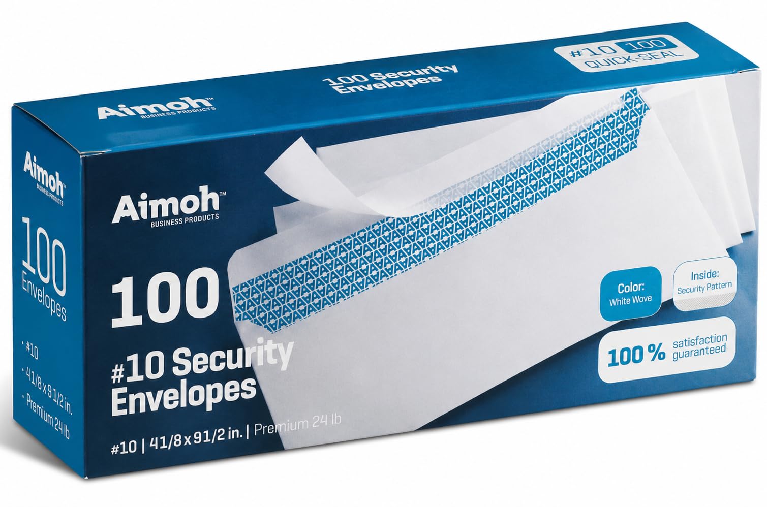 Aimoh #10 Security Mailing Envelopes Letter Size, Self Seal, 100 Count