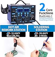 Vista 4 de Estación de soldadura de aire caliente 2 en 1 YIHUA 862BD+ SMD ESD, con múltiples funciones, °F/°C