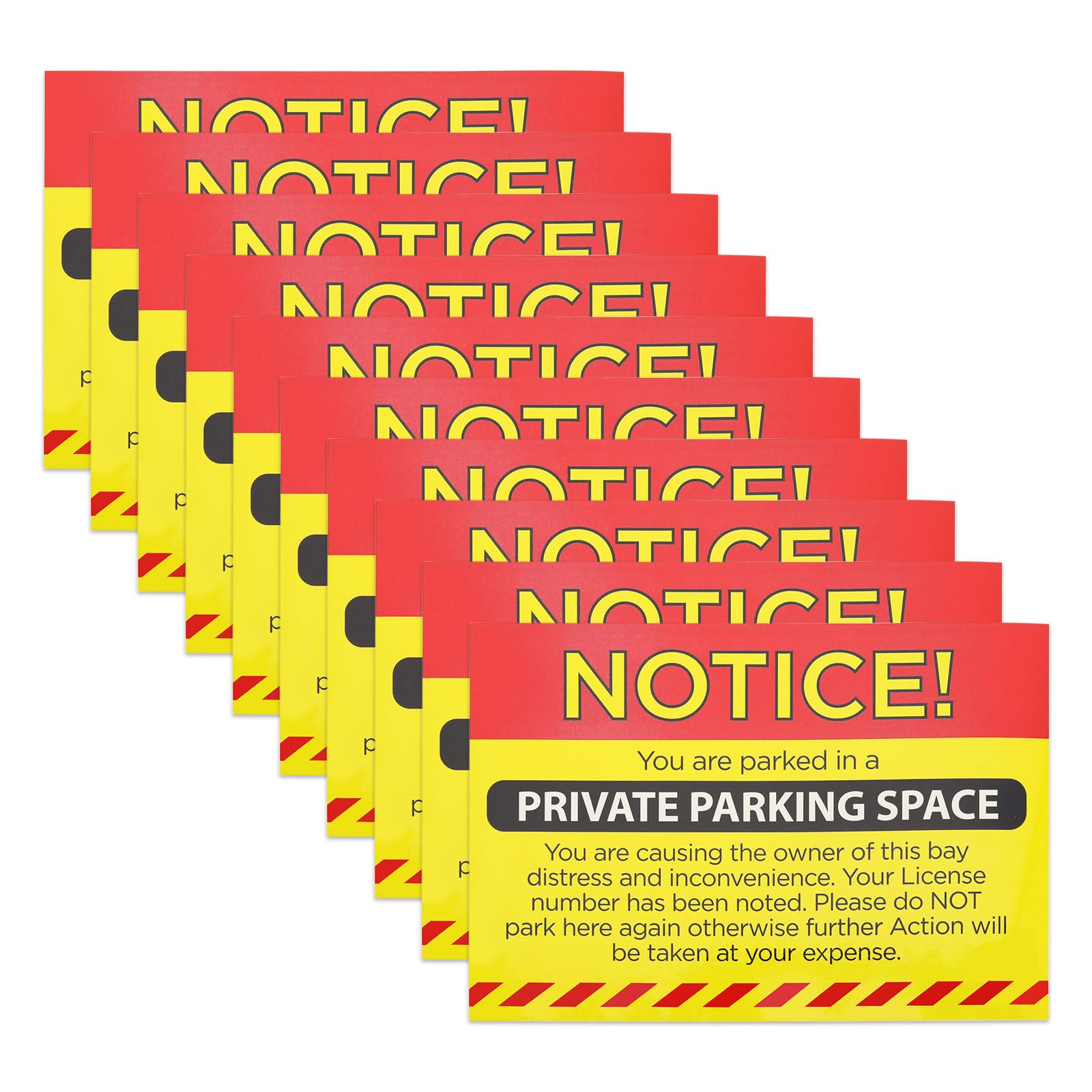 ECSiNG 10pcs Parking Notice Stickers for "Private Parking" Violation Notice Strong Self-Adhesive Adhesive A6 Size Tear Open and Stick Noticeable Glare Reminder and Warning
