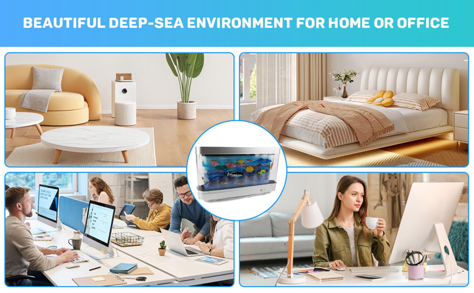 Künstliche Tropische Aquariumlampe, Aquarium-Nachtlicht, Virtueller Ozean, Dynamische LED-Tischlampe, Raumdekoration, Geschenk, Langlebig, Einfach zu Bedienen, EU-Stecker