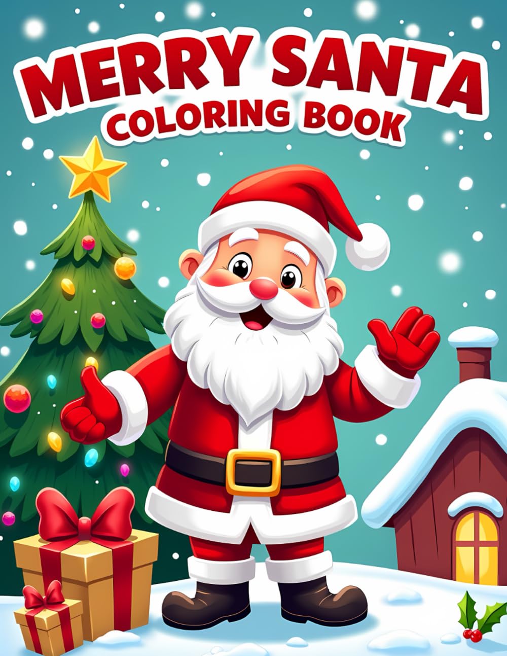 MERRY SANTA COLORING BOOK: A Fun and Festive Christmas Coloring Adventure for Kids Ages 4–8