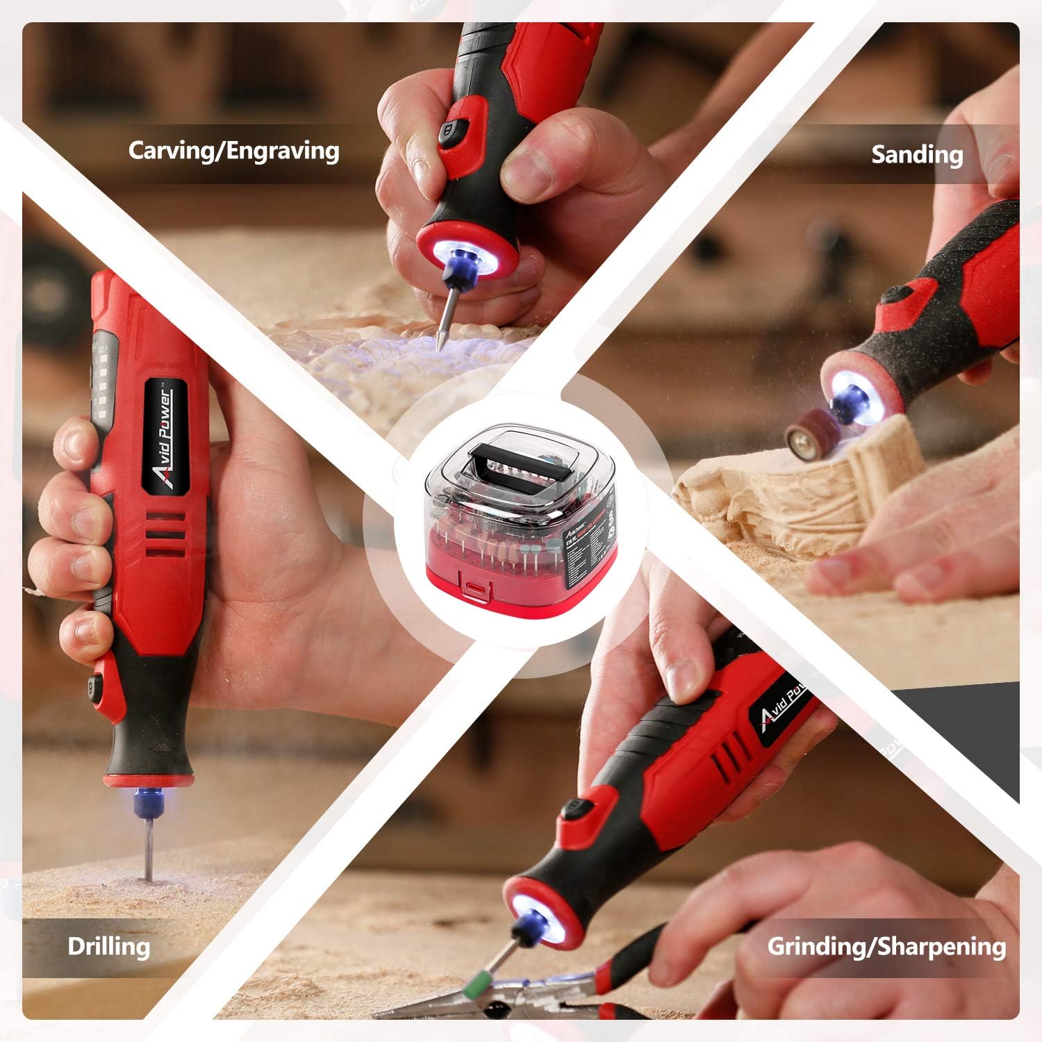 AVID POWER Rotary Tool Accessories Kit 360pcs, Rotary Tool Bits 1/8-inch Diameter Shanks Universal Fitment for Easy Cutting, Grinding, Sanding, Sharpening, Carving and Polishing - - 