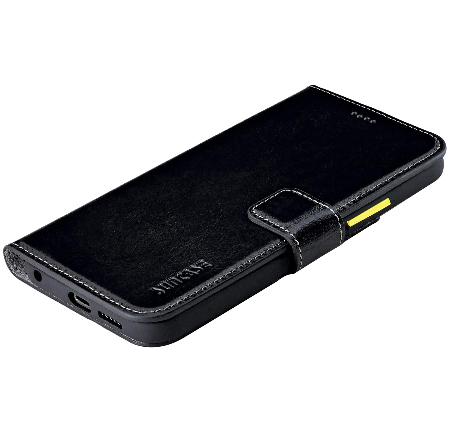 Suncase Book-Style Hülle kompatibel mit Fairphone 6 5G Leder Tasche (Slim-Fit) Lederhülle Handytasche Schutzhülle Case mit 3 Kartenfächer in schwarz