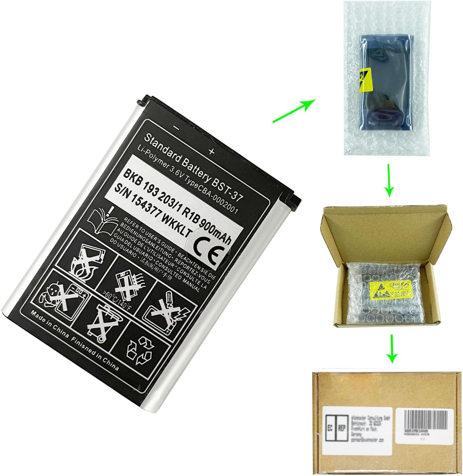 AousavoBST-37 Replacement Battery Compatible with Sony Ericsson K750i D750i K600i K608i K610i V600i V630i W550i W700i W710i W800i W810i