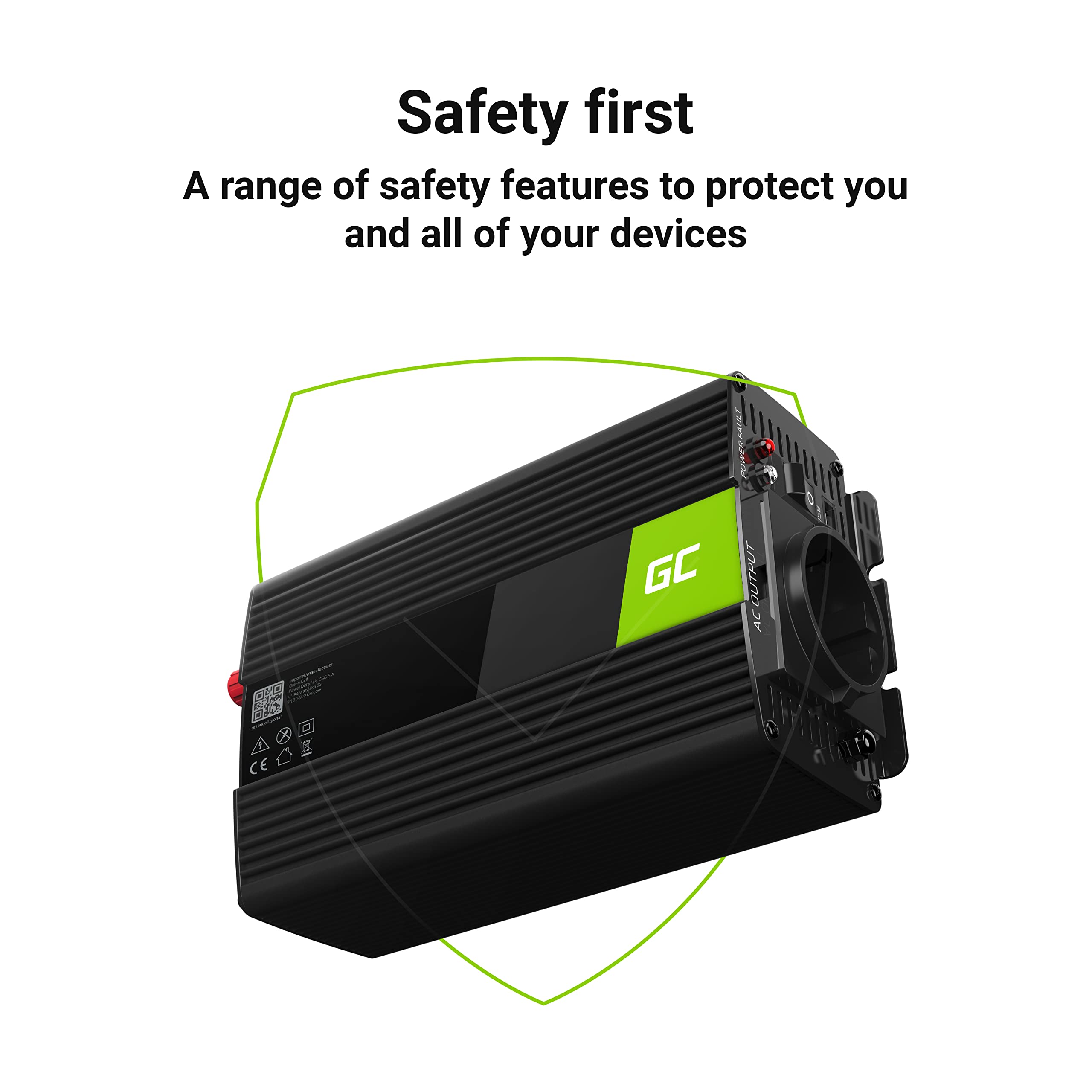 Green Cell 500W/1000W 12V auf 230V Sine Wave Volt kfz Spannungswandler Wechselrichter Power Solar Inverter DC AC Umwandler Stromwandler Wohnwagen Auto Modifizierte Sinus Zigarettenanzünder Steckdose