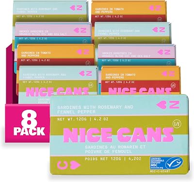 Nice Cans Sardines Variety Pack โ Gift Set, MSC Certified, 8 x 120g Tins
