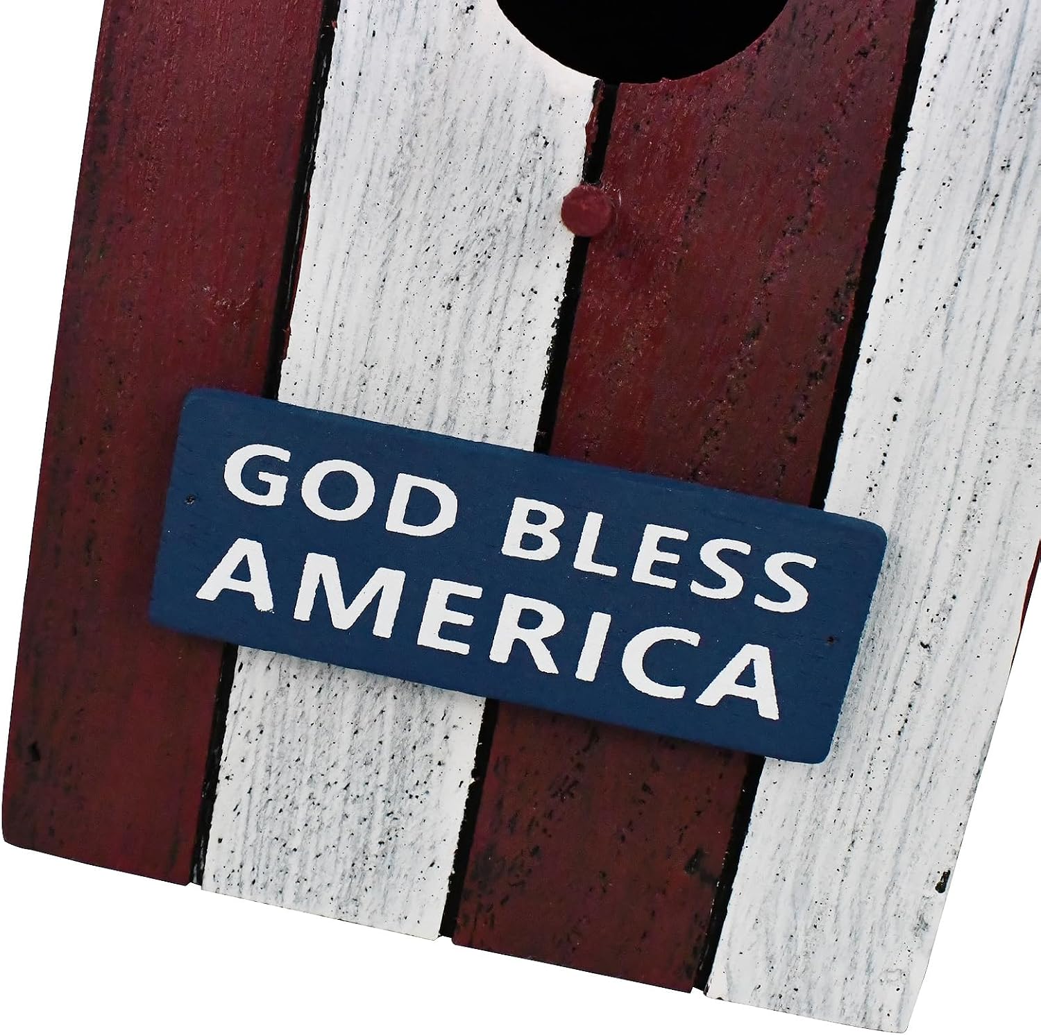 Linfevisi Wooden Patriotic Bird House Bluebird Nest Box American Flag Birds Boxes Home Wood Birdhouses Hanging Outdoor Decorative for Wren Finch Chickadee Sparrows Cardinals Tree July 4th(B)