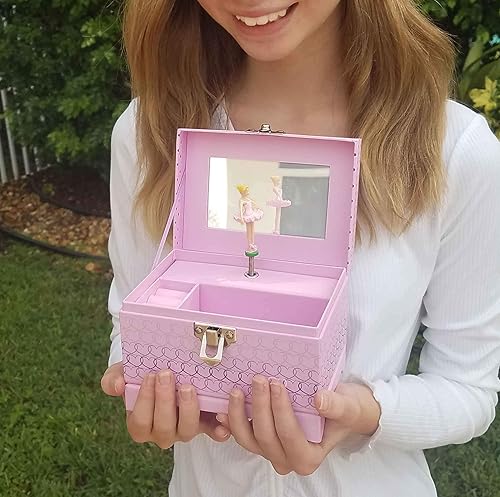 Miniatura 2 de Caja de música rosa de bailarina con corazones