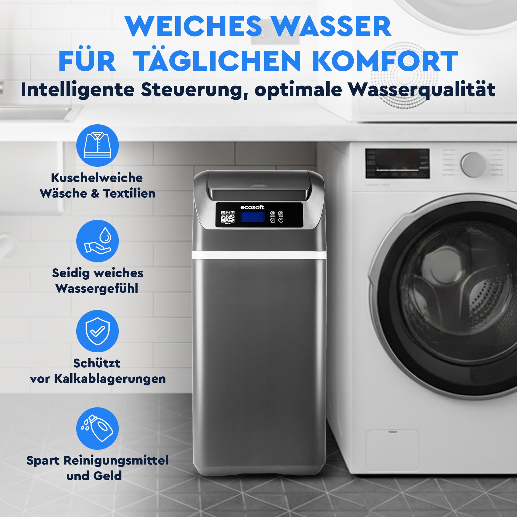 Ecosoft CUBE 150 Kompakter Wasserenthärter für Haushalte bis 4 Personen