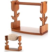 Colingmill Wooden Yarn Holder for Crocheting and Knitting Wooden Tulip Rack Stand Yarn Storage Organizer Horizontal Spindle Dispenser for Beginners and Knitting Lovers Gift Brown