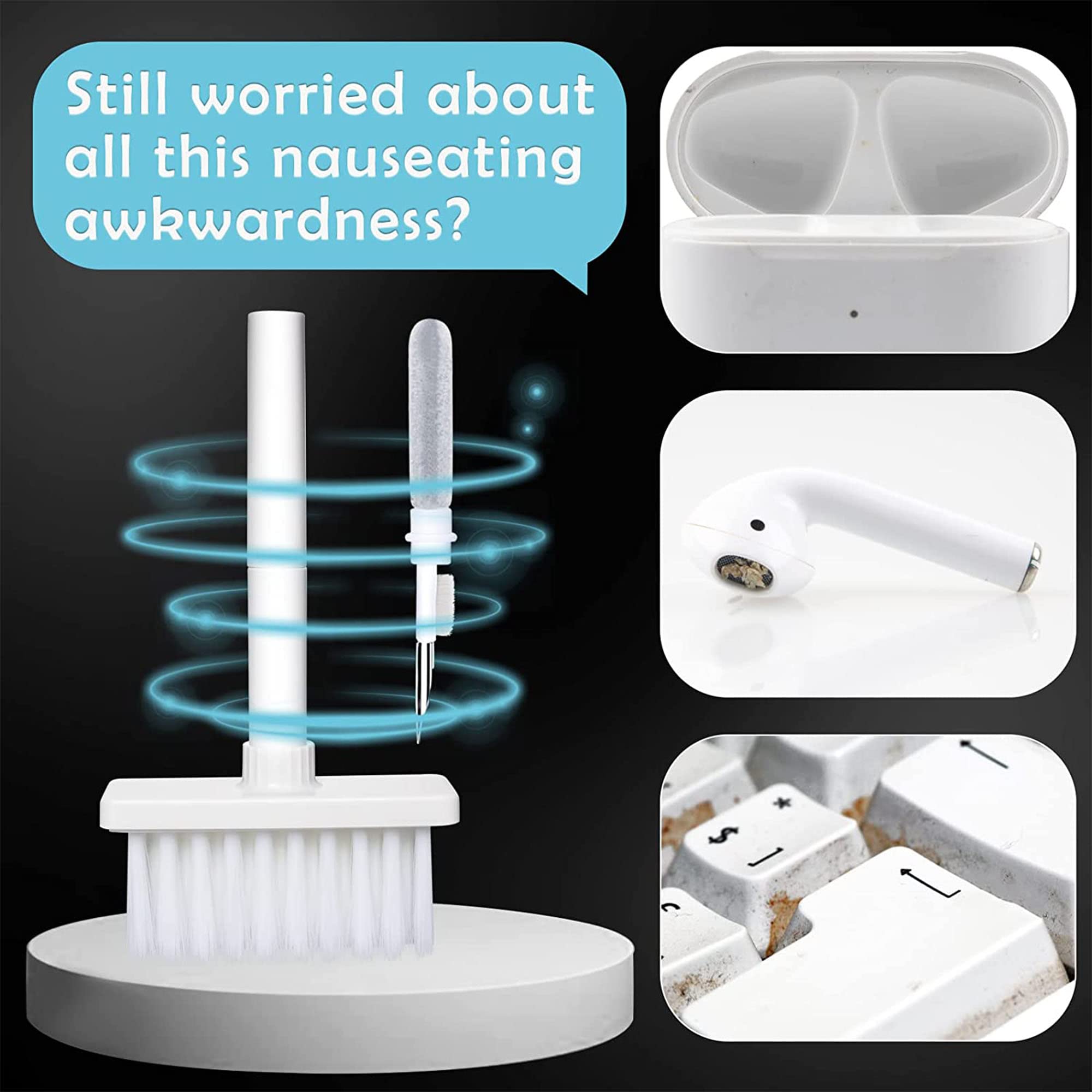 Spazzola Pulizia Tastiera 5 In 1 KATELUO - Kit Per Pulire Tastiera, Auricolari E Dispositivi Elettronici - Foto 2