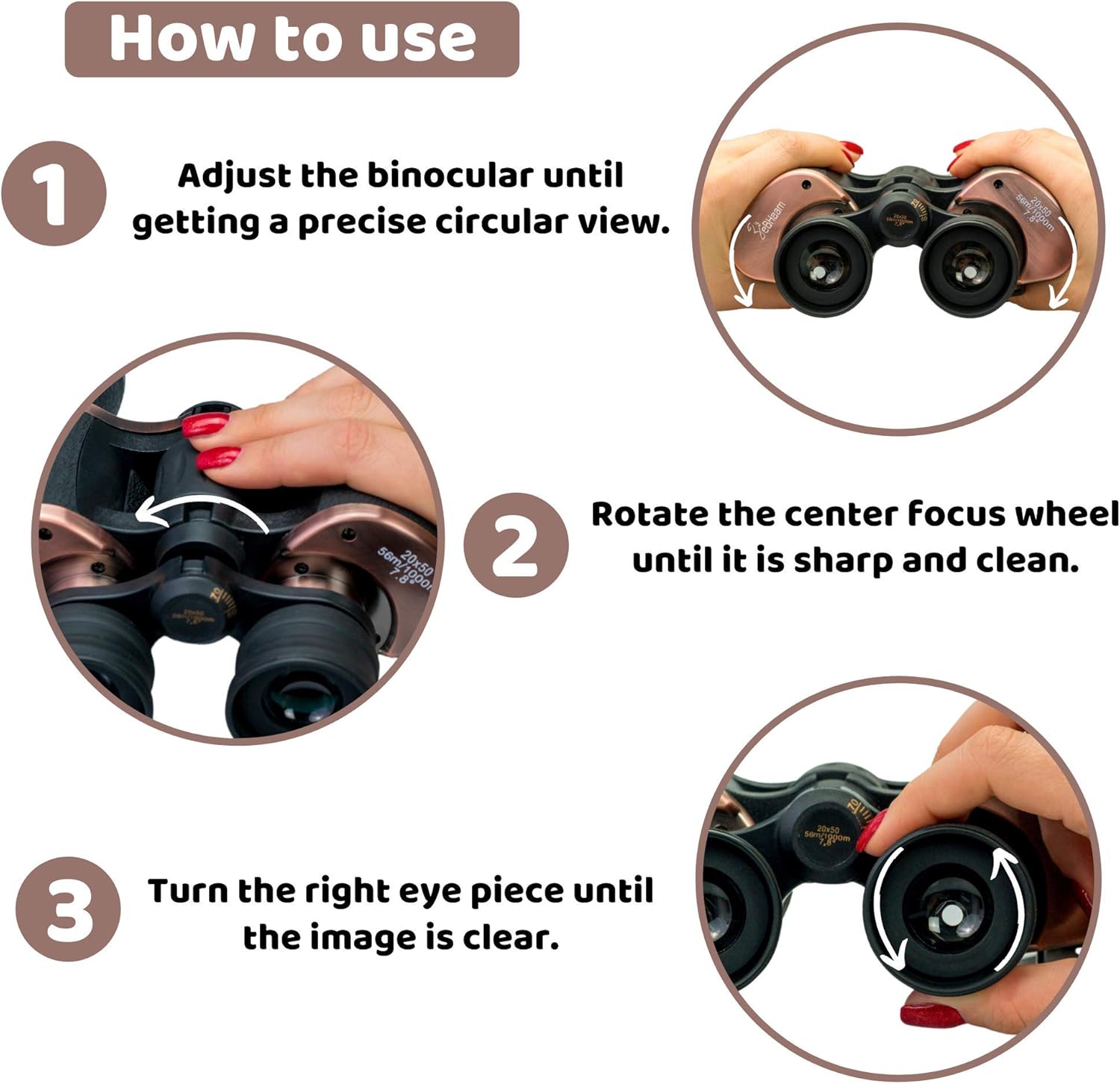 20x50 Binoculars High Power Binoculars for Adults with Low Night Vision Waterproof Binoculars for Bird Watching Hunting Hiking Traveling Outdoor, Phone Adapter Strap and Case : Camera & Photo