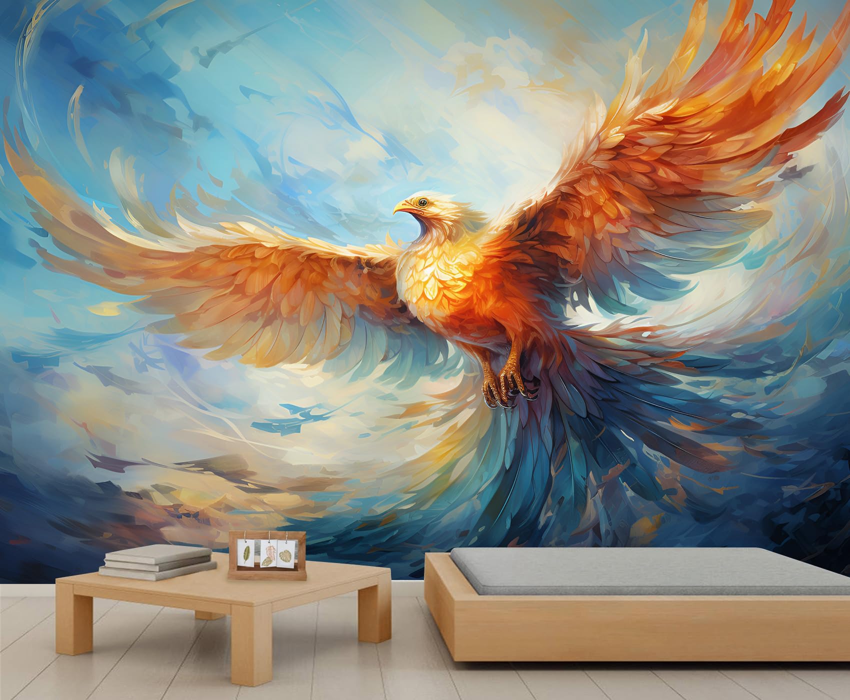 Fresque murale phénix 400x280 pour habiller un grand mur blanc