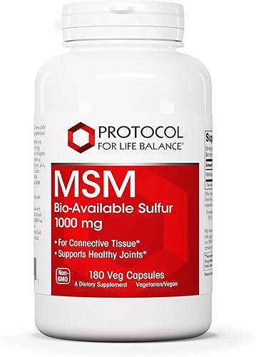 Protocol MSM Azufre biodisponible - 1,000 mg - Apoya la salud de las articulaciones y el cabello, la piel y las uñas saludables* - Vegano y sin OMG