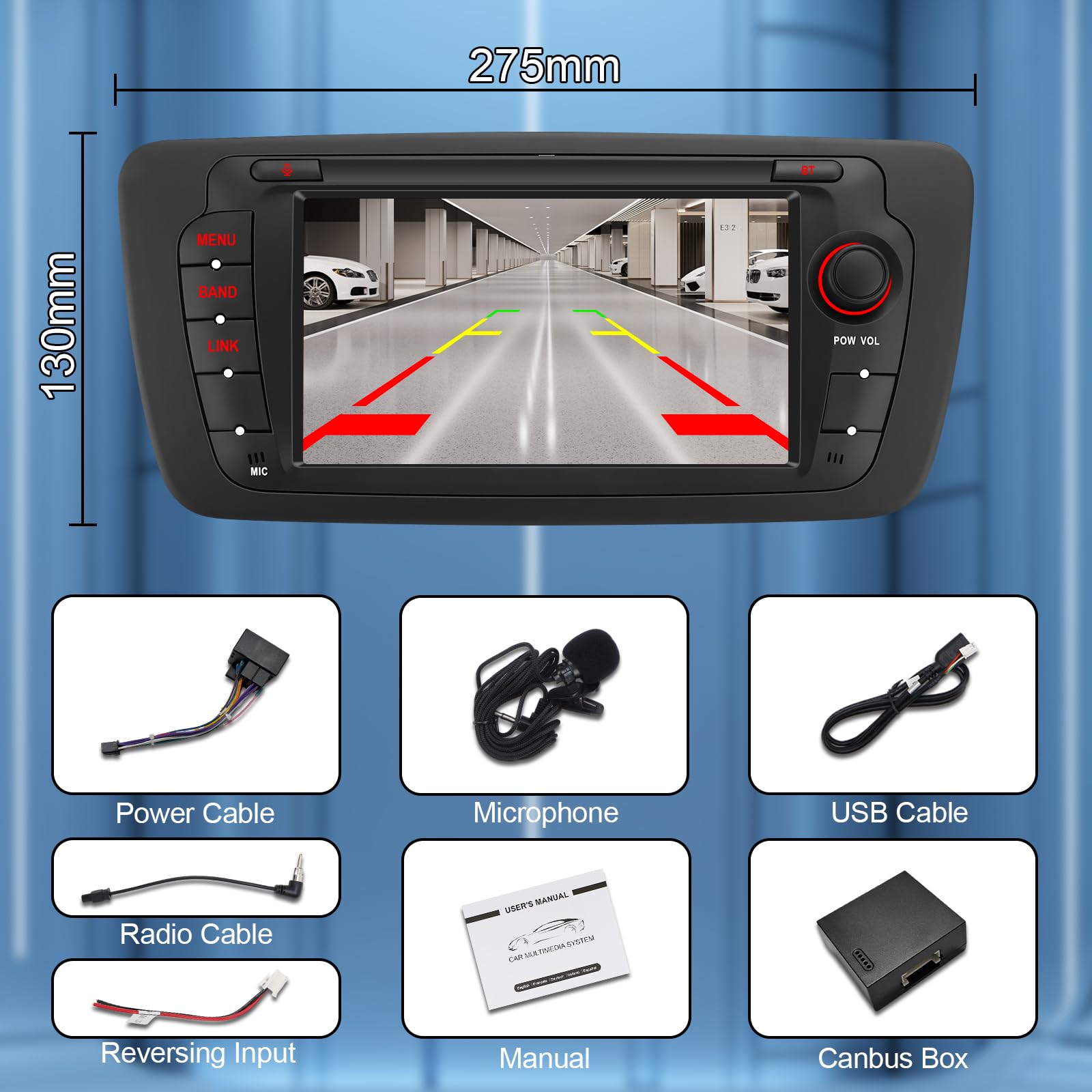 Autoradio Linux pour Seat Ibiza 6j (2009-2014)– démarrage en 3 Secondes | Écran IPS 7 pouces, CarPlay sans fil & Android Auto, AM/FM/RDS DSP USB Bluetooth micro commandes au volant – prêt à brancher