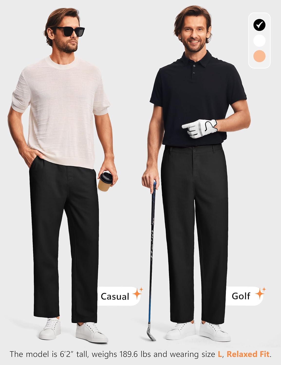 30" Men's Linen Pants Dressy Casual Work Golf Cotton Linen Trousers for Men Flat Front with Pockets Belt Loop - Image 2