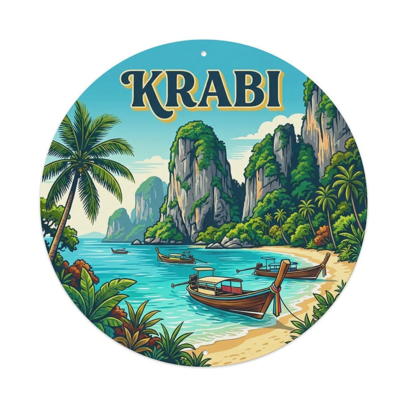 Vintage Travel Thailand Krabi Metal Tin Sign