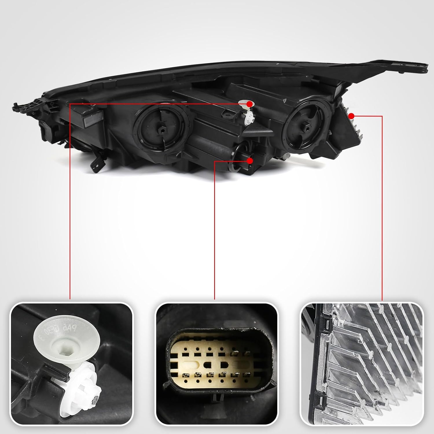 Huray LED Headlight Assembly Fit for Chevy Equinox LS 2022 2023 2024 RH OE Factory w/Halogen Turn Signal Headlamp Replacement for 85538061 GM2503531 Right Passenger Side