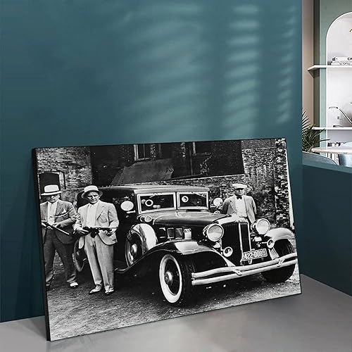 Miniatura 4 de Arte de pared de gángster, ametralladora de auto, foto antigua en blanco y negro, arte retro para pared, pósteres en lienzo, impresiones para sala