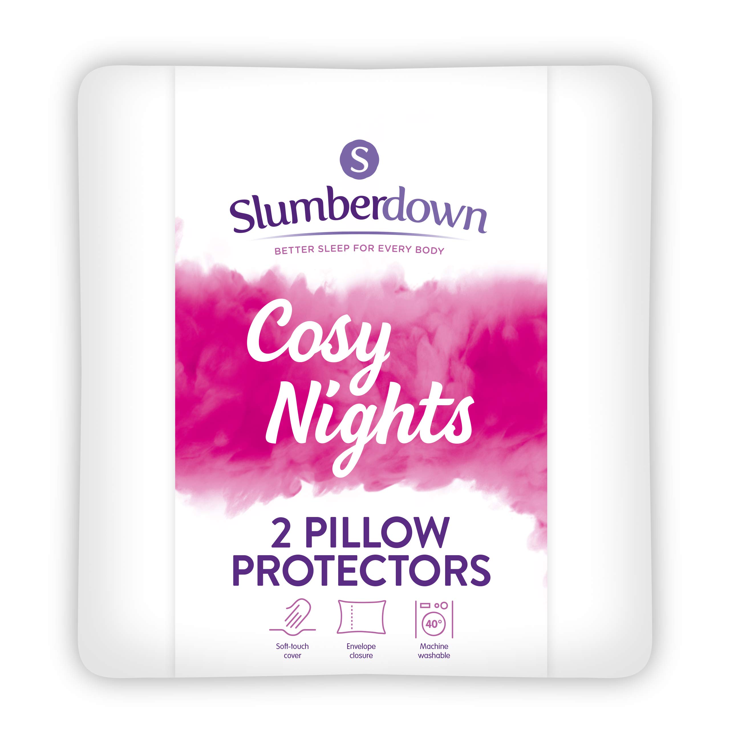 Slumberdown Cosy Nights Pillow Protectors 2 Pack - Breathable, Cushioned & Spill-Resistant with Soft & Silent Finish | Envelope Closure, Non-Allergenic & Washable Pillow Covers (50 x 75cm)