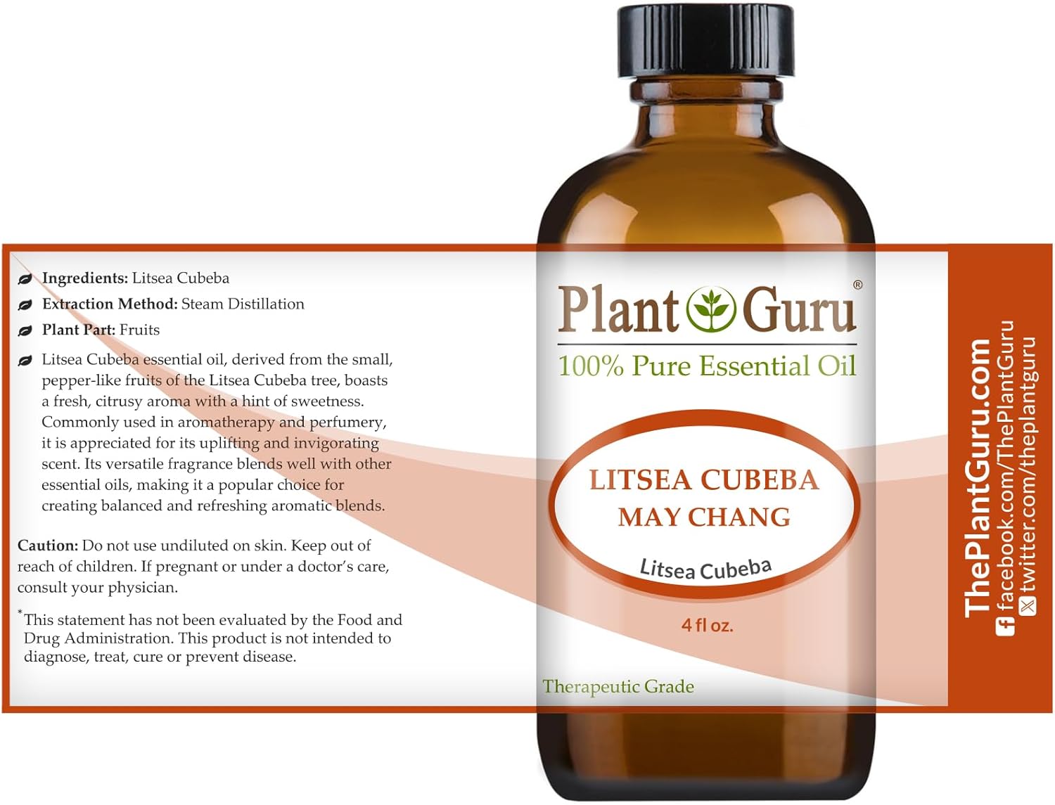 Litsea Cubeba (May Chang) Essential Oil 4 oz. 100% Pure Undiluted Therapeutic Grade.