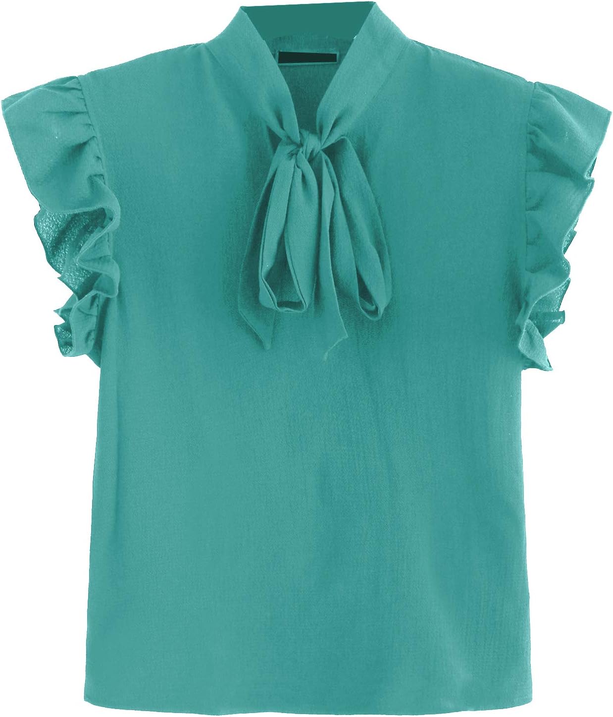 Women's Casual Cap Sleeve Bow Tie Blouse Top Shirts