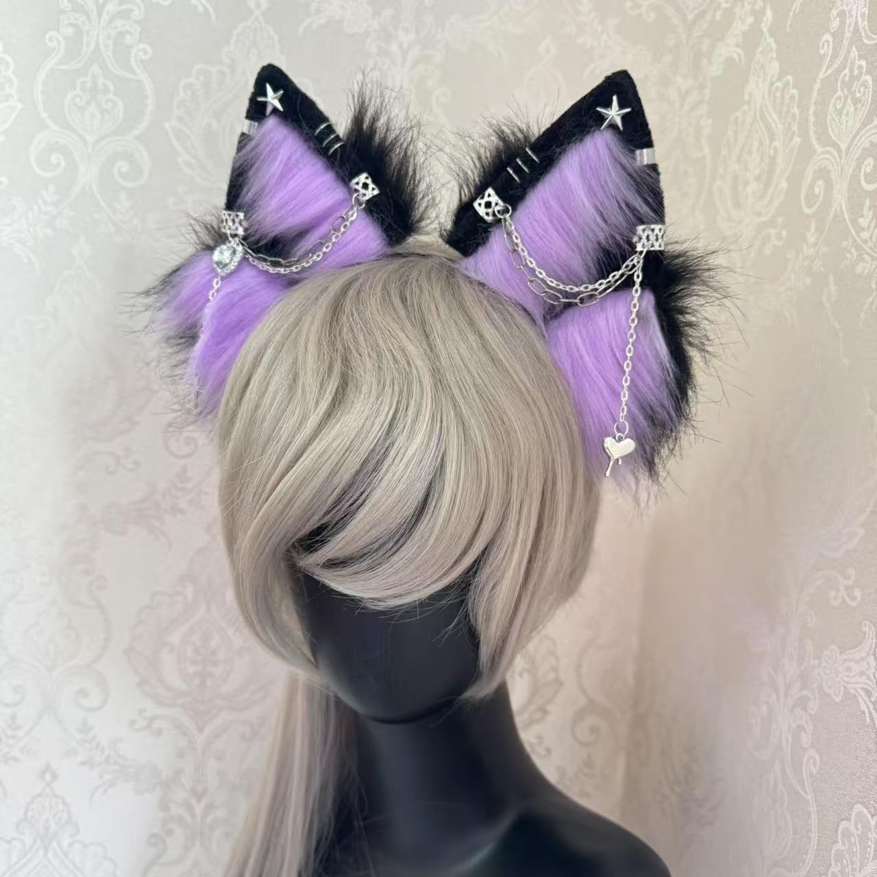 Cat Fox Wolf Ears and Tail Set - Cosplay Clips Headband and Tail for Halloween, Costume Accessories,Animal Party thumbnail