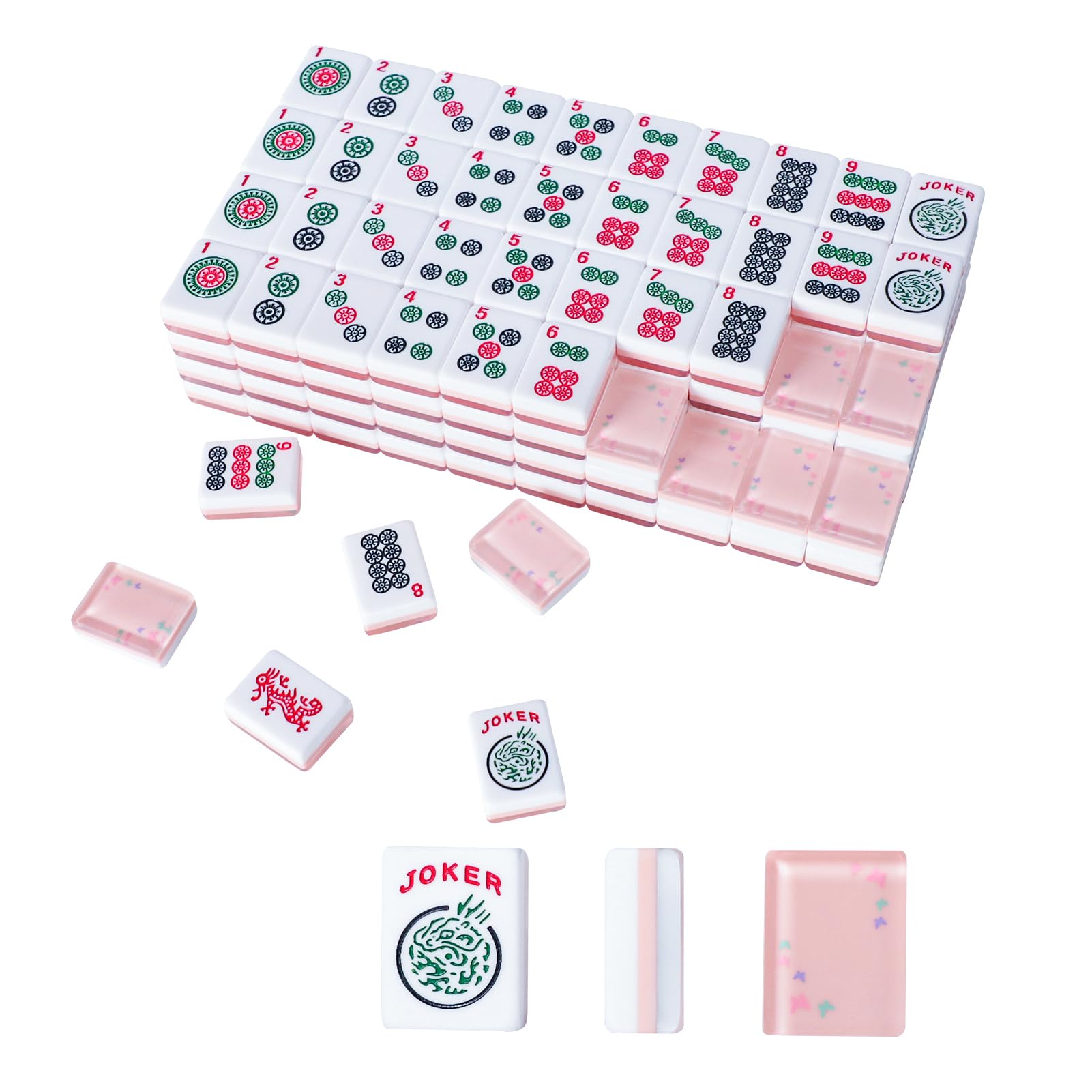 Photo 1 of TIASUSAN American Mahjong Tile Set with 166 Quality Acrylic Tiles (1.2" Pink, Tiles Only), Mahjong Game Set