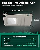 Vista 2 de SCITOO Un par de viseras grises izquierda y derecha para parabrisas de sedán Toyota Camry 2006 2007 2008 2009 2010 2011 sin quemacocos ni luz