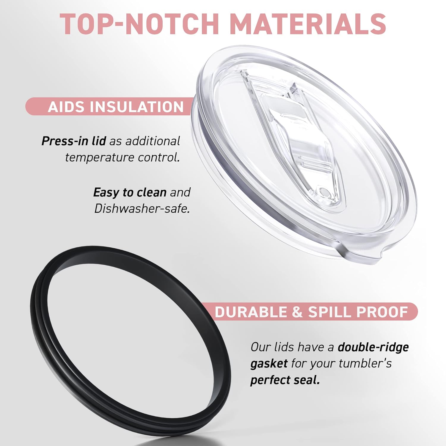 3 Wine Tumbler Lids, 12 oz Spill Proof 2.9 inch Diameter (Outer Rim) Lids for Wine Mugs - No Leak Design Splash Resistant Replacement Silicon Sliding Covers, Pack of 3 Insulated Cover - Image 5