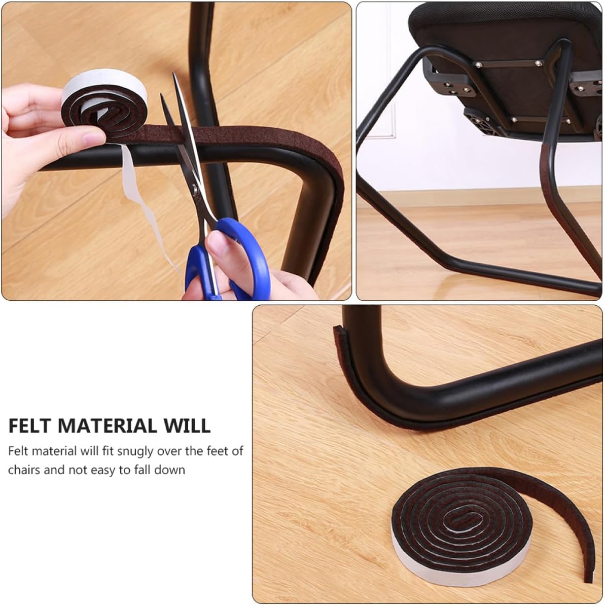 Generic 2pcs Brown Chair Floor Protector Furniture Feet Mats Stool Leg Pads for Hardwood Floor Protection, 1524×12.7mm Anti-Skid Cushion for Home and Office Use