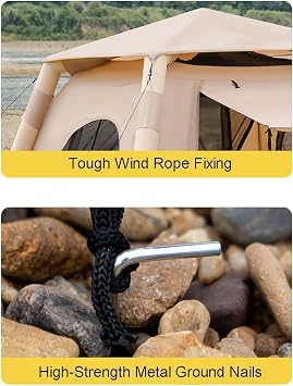 Inflatable Tent, Portable Camping Tent Suitable for 4-8 Person Camping, Air Tent for Family Hiking, Instant Tent