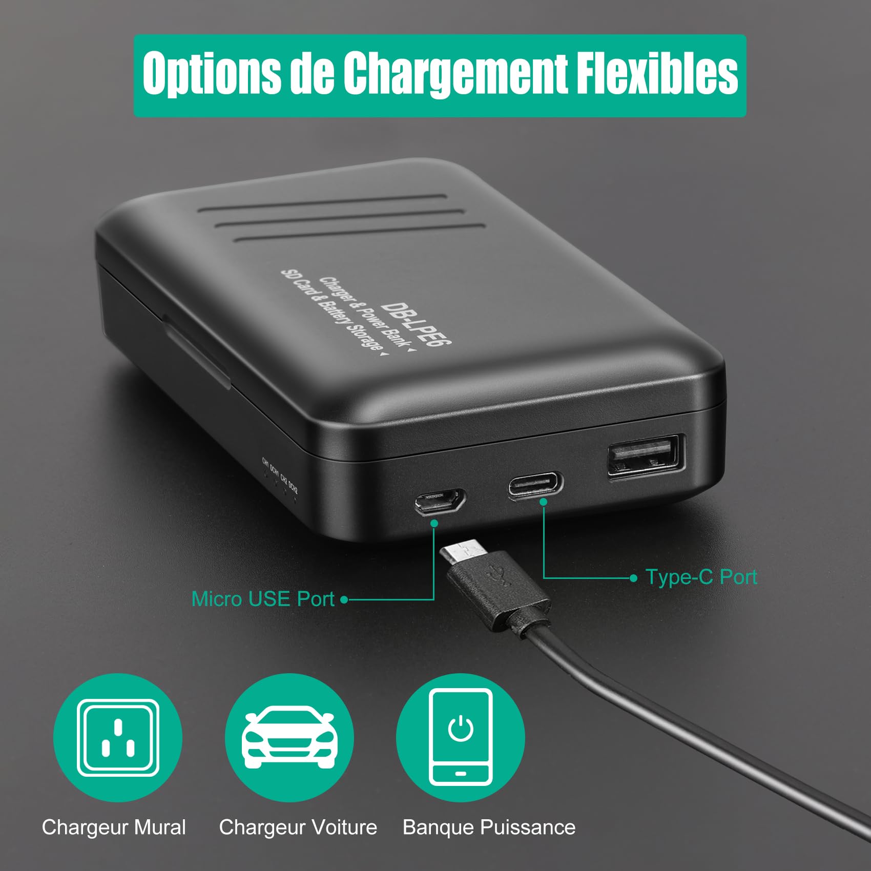 JYJZPB 2 x LP-E6 LP-E6N 2300mAh Ersatzakku und Multifunktions-Ladegerät Kasten für Canon XC10 XC15 EOS-R RA R6 R5 R7 EOS 60D 70D 80D 90D 5D Mark I Mark II Mark III IV 6D Mark I II 7D Mark I II