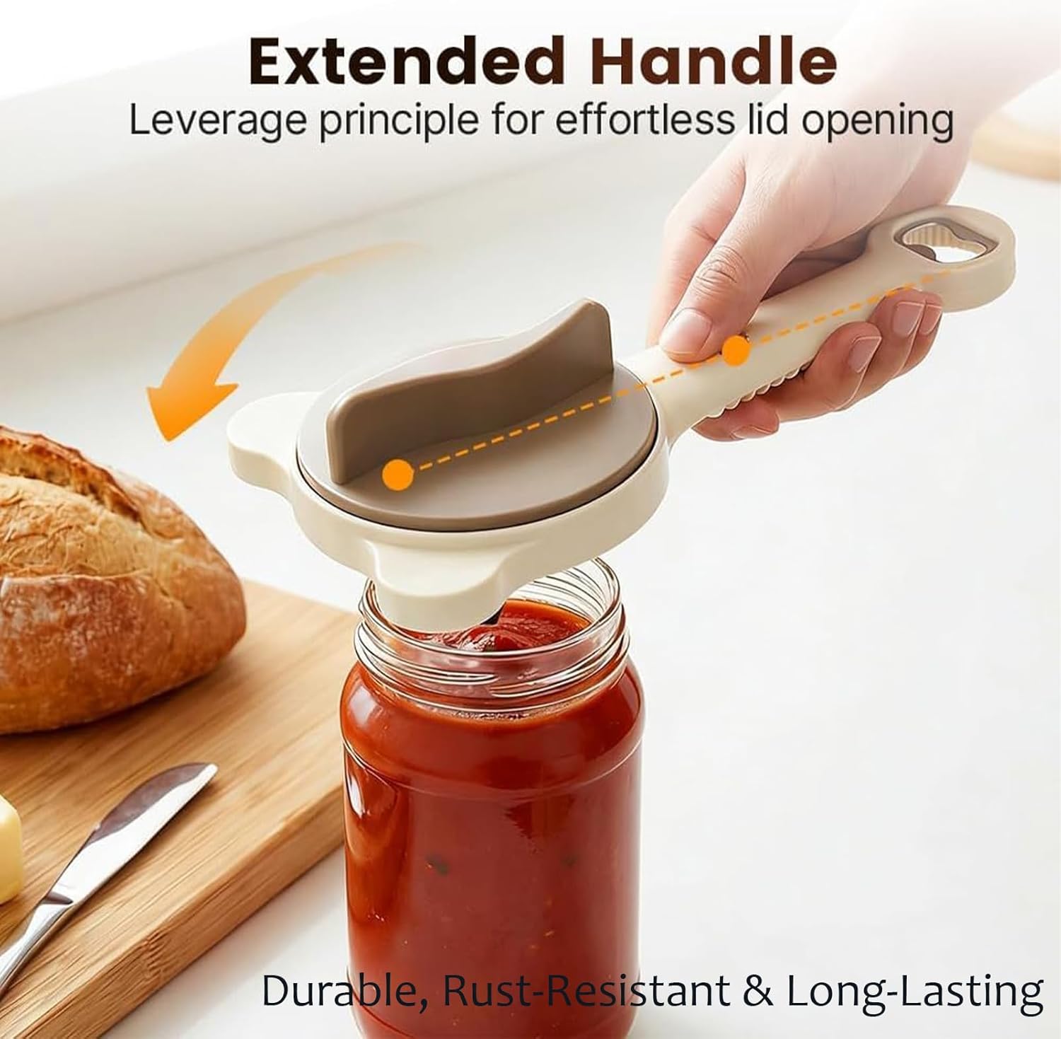 4 in 1 Multi-Purpose Jar Opener, Adjustable Three Claw Bottle Opener with Non Slip Teeth, Adjustable Magnetic Stainless Steel Jar bottle Openers with Ergonomic Handle Weak Hand (2 pcs)