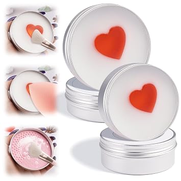 Makeup Brush Cleaner Soap with Silicone Mat, Deeply Cleans Waterproof Makeup for Synthetic & Natural Brushes & Sponges Vegan, Cruelty-Free & Easy-Rinse, Peach-Oolong Scent 1.77+3.53oz