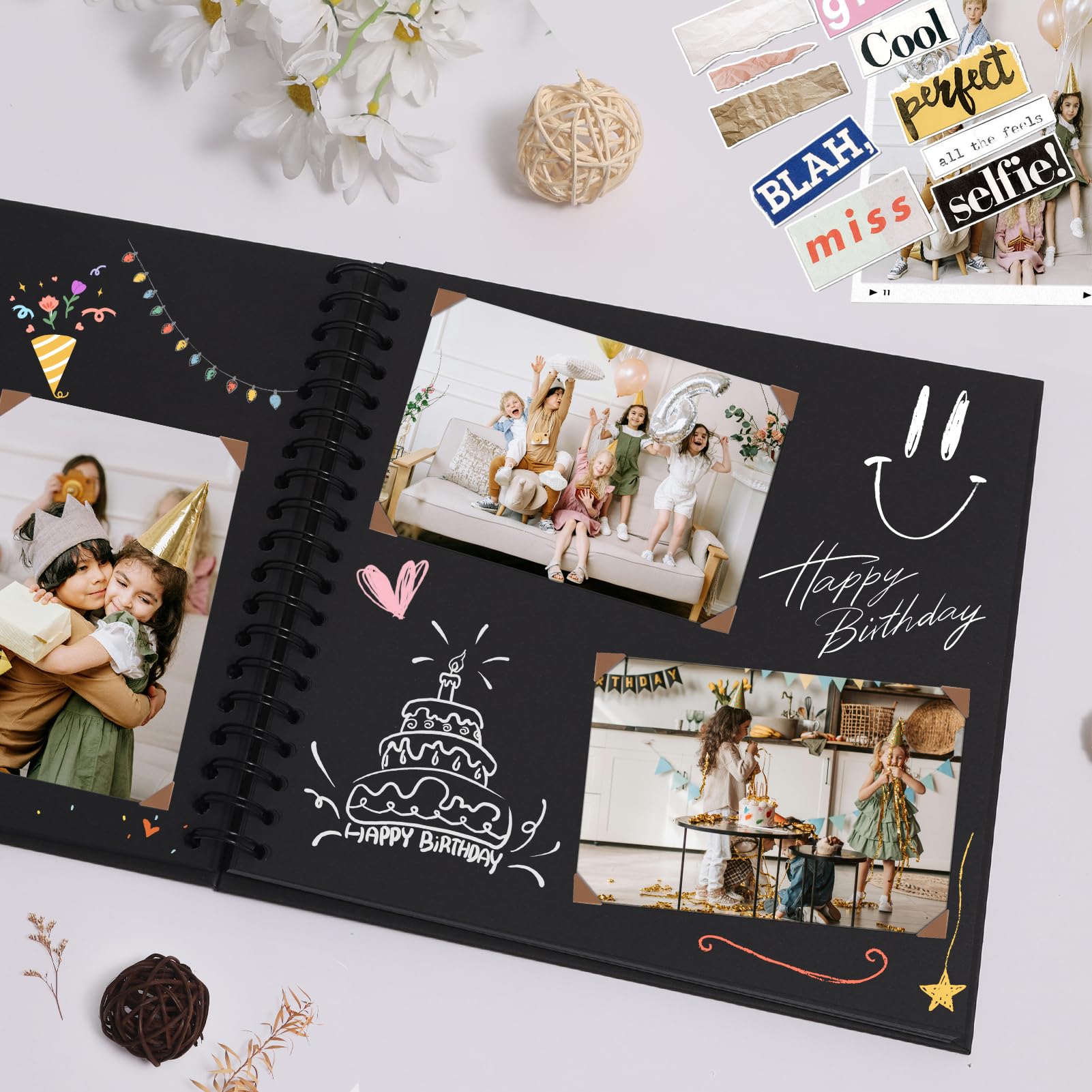 Álbum de recortes de 25,4 x 25,4 cm, tapa dura, papel kraft con ventana, libro de recuerdos en blanco para bebé, boda, libro de invitados, parejas, graduación, viajes, bricolaje, aniversario, 40