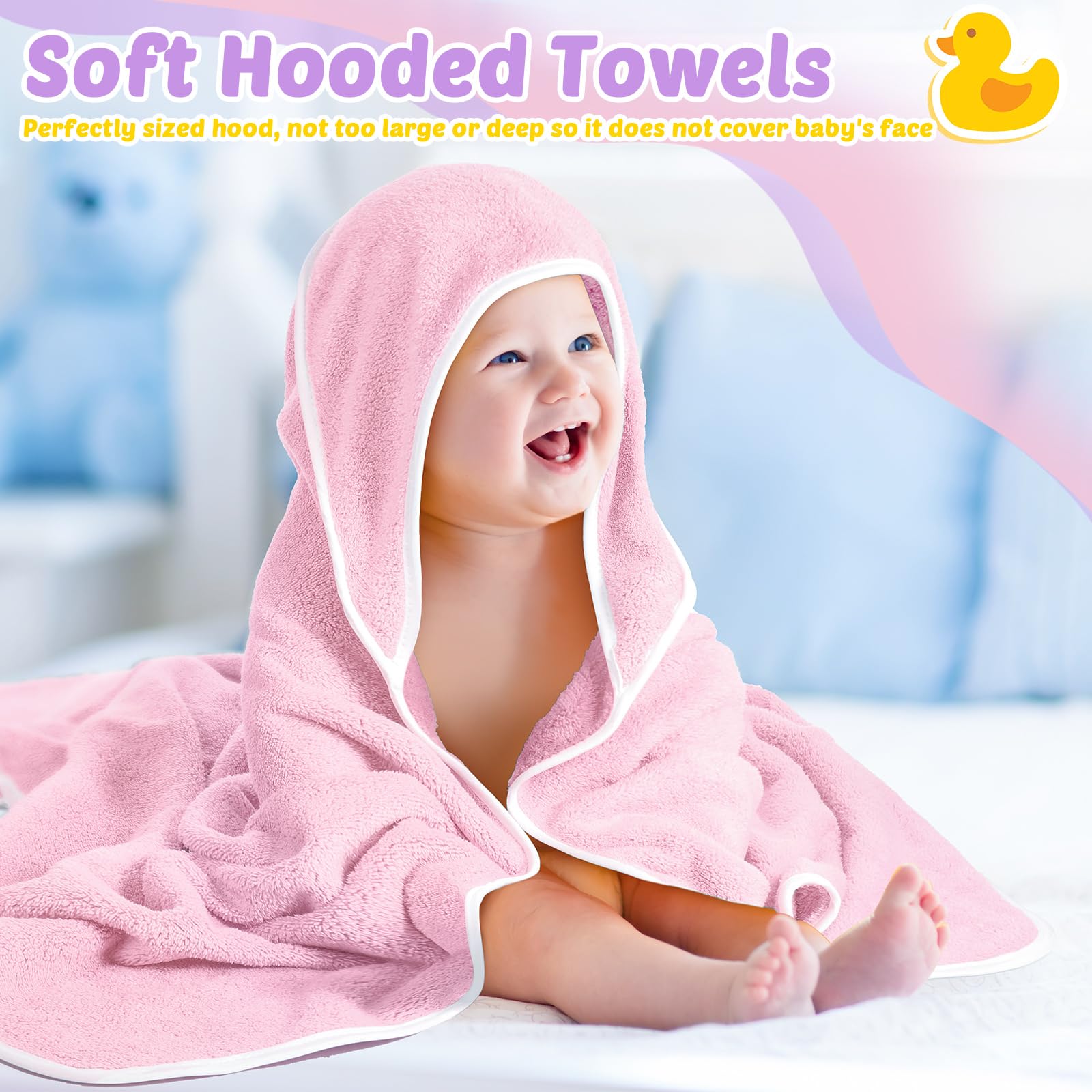 Reginary - Paquete de 4 toallas con capucha para bebé, forro polar coral, 30 x 30 pulgadas, suave y absorbente, manta de baño con capucha para recién nacidos, niños, niñas, suministros de regalo de