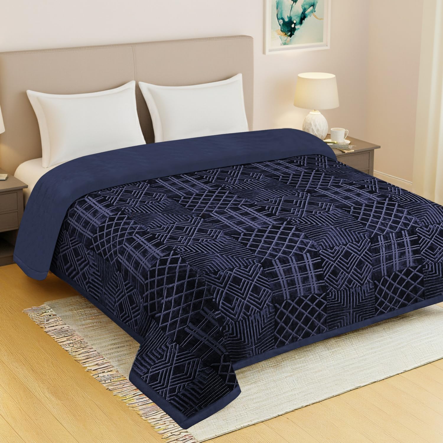 Buy Cloth Fusion Embossed Mink Blanket for Winter Double Size,Soft