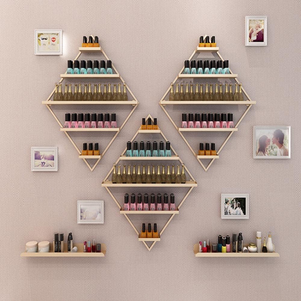 5層の壁に取り付けられたマニキュアディスプレイラック 金属ダイヤモンド形の壁に取り付けられたエッセンシャルオイルマニキュア 接着剤収納キャビネットラック ネイルアート サロンに適しています B09mw4cb99 269 Agz キャビネット サイズ 7 Piece Set Www