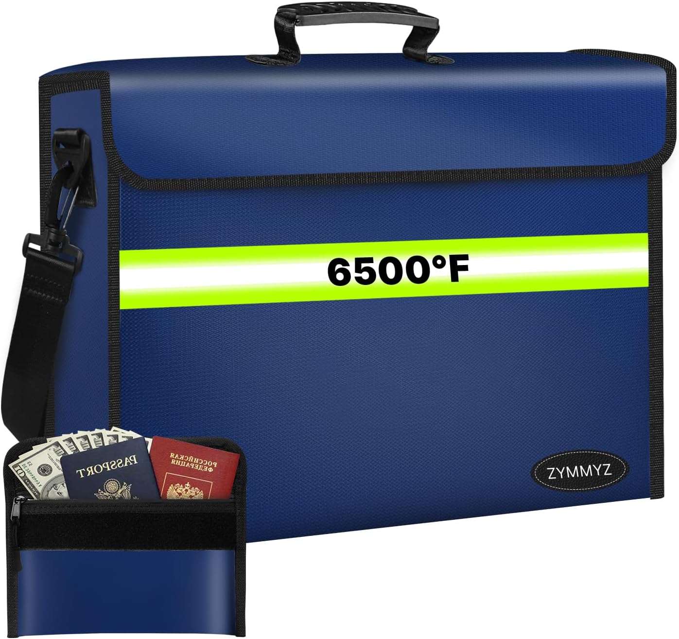 File Organizer Bag with Removable Folder Layers/Wallet,6500°F Fireproof Document Organizer with Lock&Reflective Strip,Portable Home Travel Safe Storage Box for Important Documents(14.1x9.5x4.2 inches)