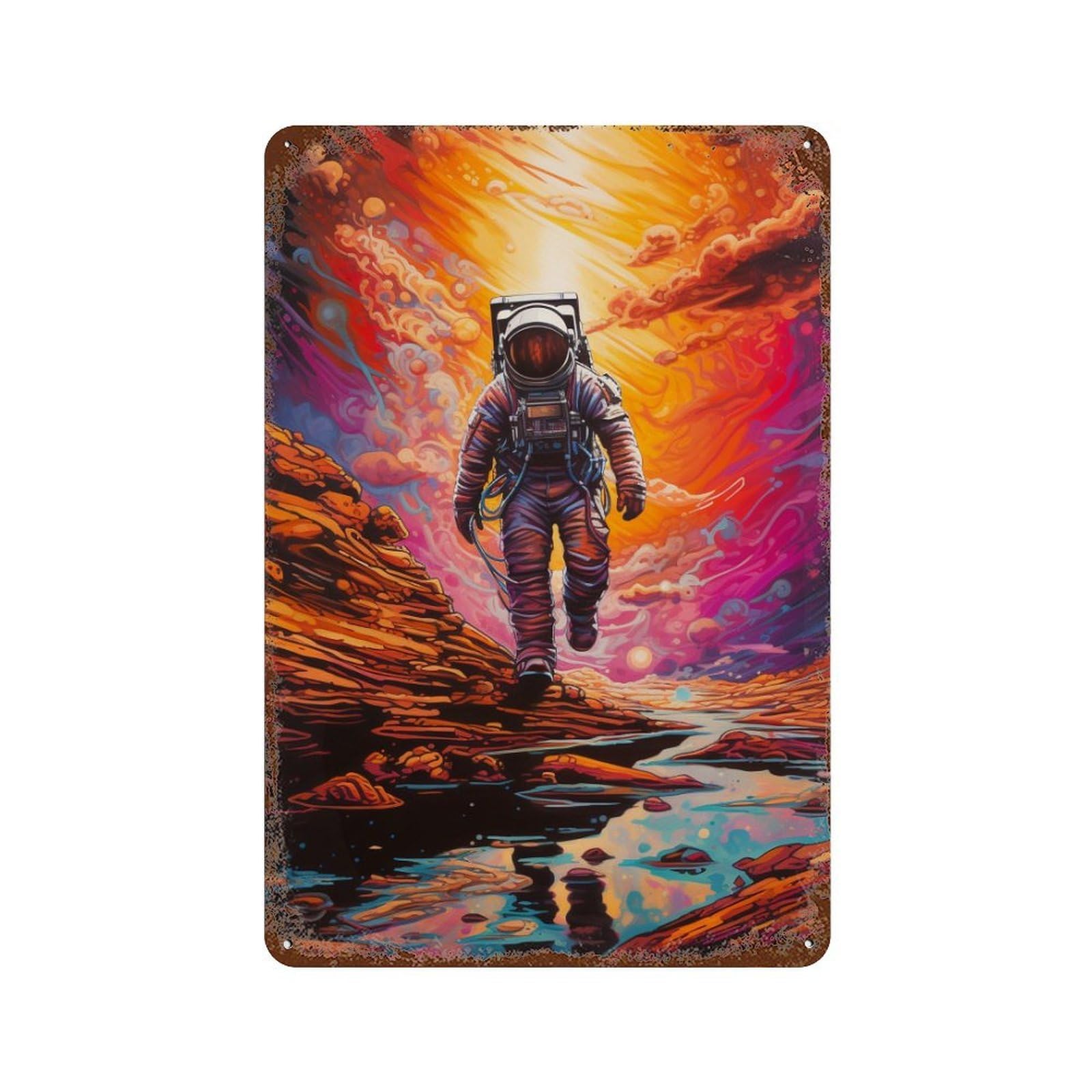 Space Astronaut Adventure -2 Vintage Metal Tin Sign 11.8"x7.9", Novelty Wall Decor for Garage, Pub Or Kitchen