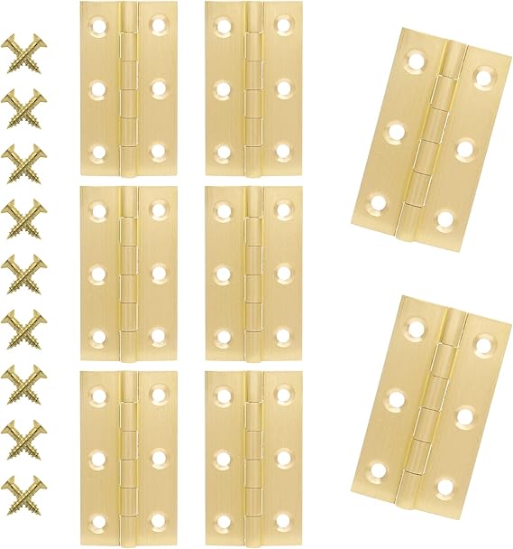 Suiwotin 8pcs 2 Inch Brass Hinges, Mini Butt Hinges Door Hinge