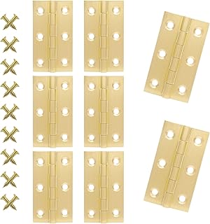 Suiwotin 8pcs 2.5 Inch Brass Hinges, Mini Butt Hinges Cabinet Door Hinge, Box Hinges for Jewelry, Wooden Box, Small Cupboard Furniture Hinges (Gold)