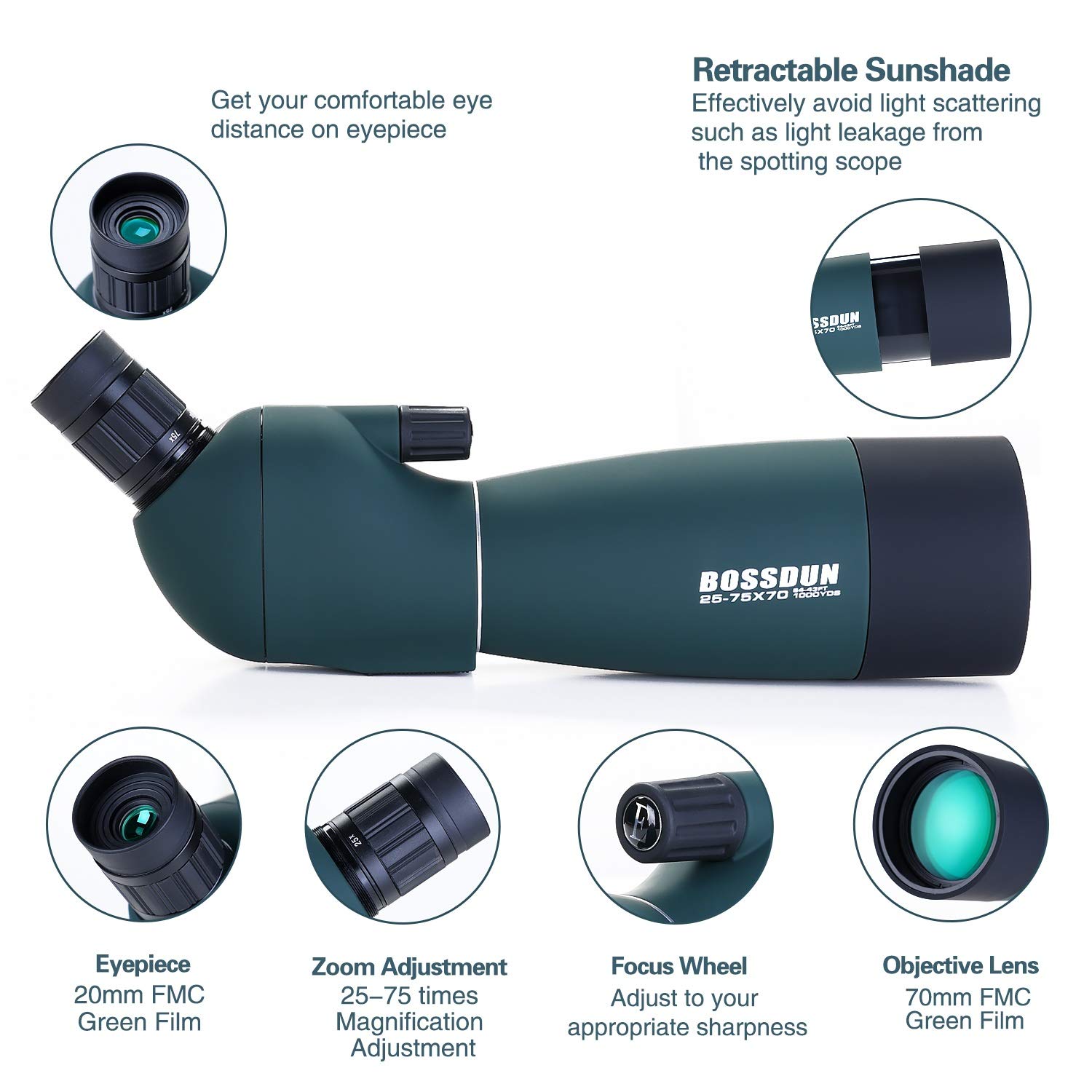 Arcticwind 25-75x60 Spotting Scope,Spotter Scopes With Tripod Carrying Bag Phone Adapter Waterproof Hd Scope For Target Shooting Hunting Bird Watching Wil - View #10