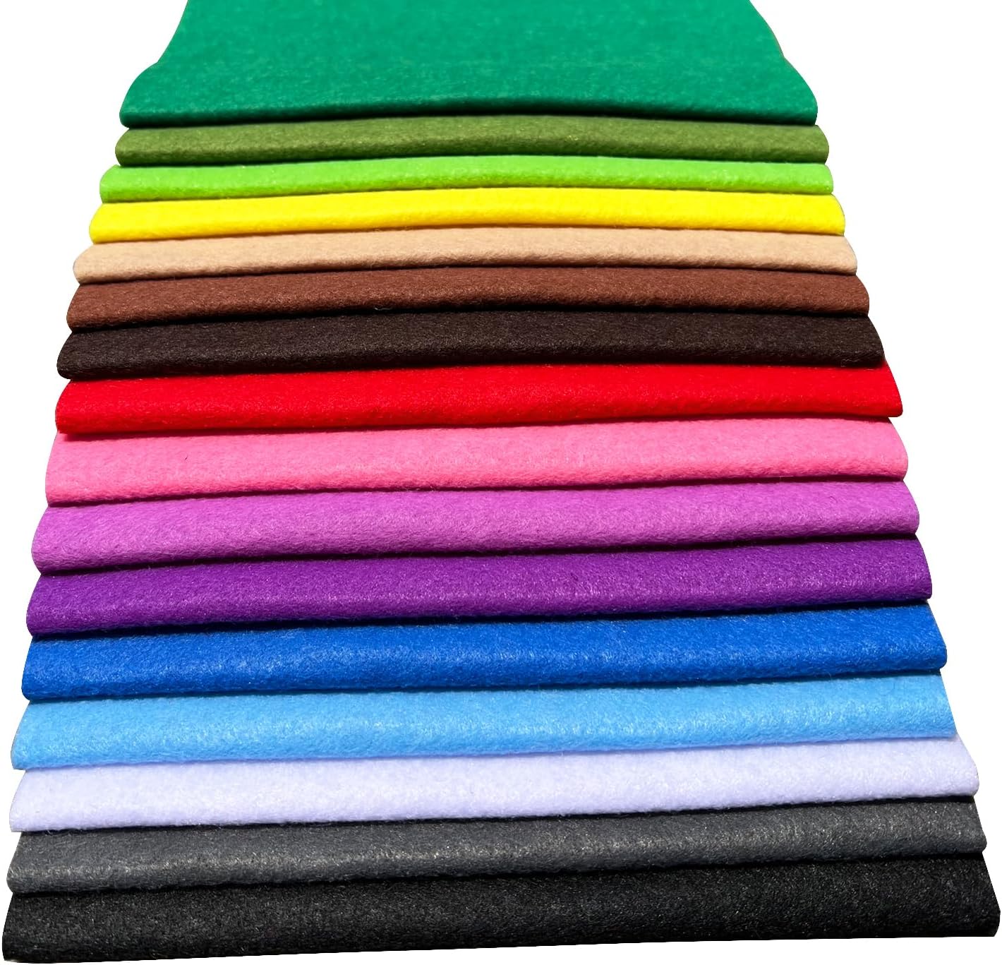 flic-flac Soft Felt Fabric Sheets 16 Pcs 1.4 mm Thick Assorted Colors Non-Woven for DIY Crafts Sewing Patchwork (23.6 x 23.6 inches / 60cm x 60cm)