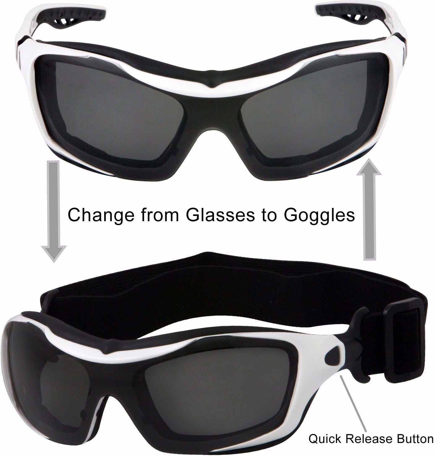 WYND Blocker Motorcycle Riding Glasses Extreme Sports Wrap Sunglasses (White/Smoke) - Image 4