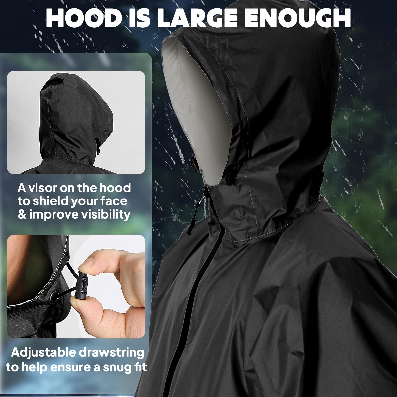 ANYOO Poncho de Pluie Imperméable Femmes Hommes avec Capuche Léger et Portable Manteau de pluie avec Manches Longues pour Randonnée Extérieure, Cyclisme, Taille unique