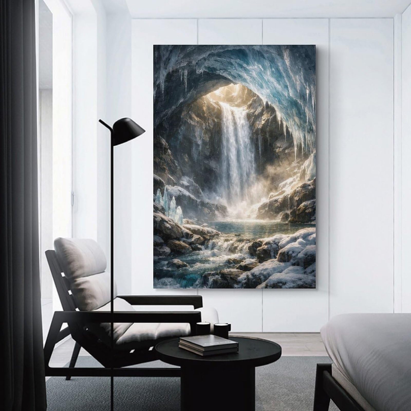 Junmoney Unframe-Style-10 Frozen Waterfall Cave Wall Picture Print, 08X12inch(20X30cm), For Wall Displays, Bedrooms Or Room Updates, Decorative Artwork With Flexible Styling
