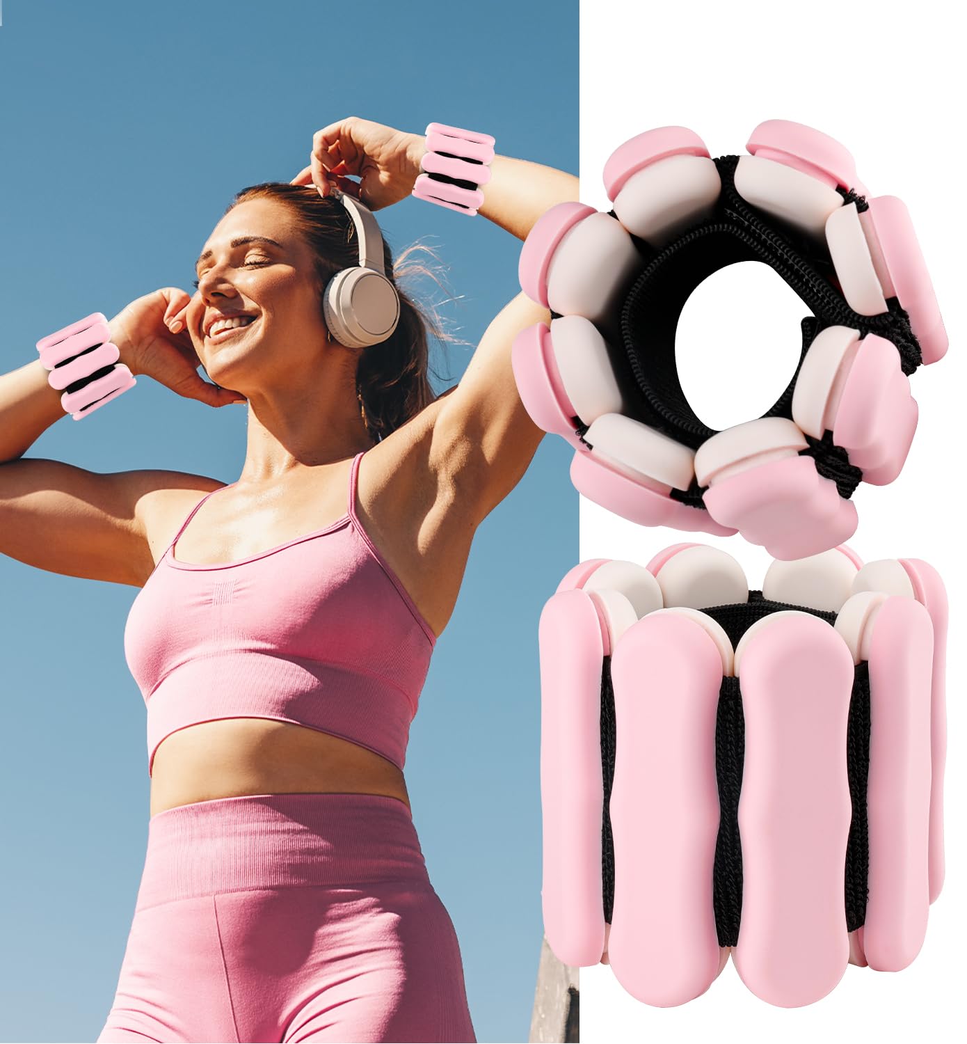 2 Pesas Ajustables para muñeca, Peso de Tobillo, Pesas para Tobillos Pesas Tobillos de Pesas Ajustable en el Tobillo, Tobilleras con Peso para Ejercicio, Caminar - 0,5/0,75kg Por Tobillo